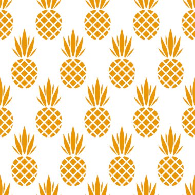 Ananaslı, soyut vektör deseni. Renkli ananas ya da ananas renginde modern meyve arkaplanı. Tropikal zemin. Vektör tropikal doğa ananas pürüzsüz desen. Tatlı meyve izi.