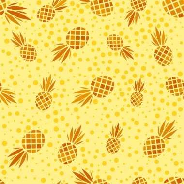 Ananaslı, soyut vektör deseni. Renkli ananas ya da ananas renginde modern meyve arkaplanı. Tropikal zemin. Vektör tropikal doğa ananas pürüzsüz desen. Tatlı meyve izi.