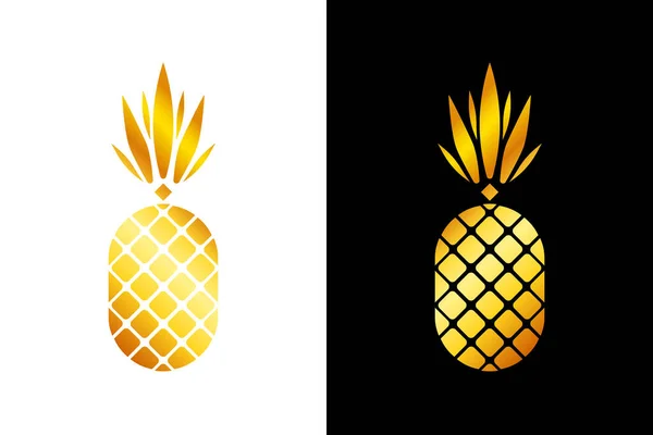 Ananas Vettore Dorato Sfondo Bianco Icona Geometrica Dell Ananas Frutto — Vettoriale Stock