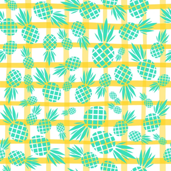 Abstract Vector Naadloos Patroon Met Ananas Moderne Fruitachtergrond Met Kleurrijke — Stockvector