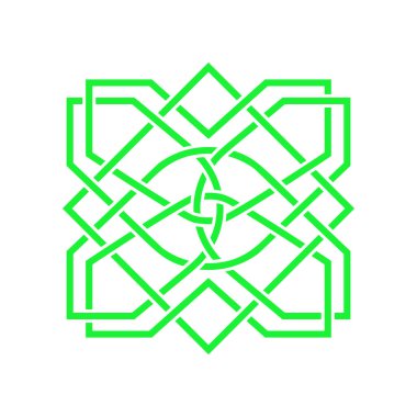 İrlanda Kelt yoncası daireler çiziyor. İrlanda 'nın sembolü. Geleneksel ortaçağ çerçeve çizimi. İskandinav ya da Kelt süsü. İzole vektör çizimi. Basit vektör illüstrasyonu