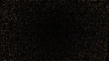 Altın ve gümüş rengi yarım ton siyah arkaplan. Noktalı pırıltılı altın parıltı çemberi ya da yarım tonluk parlak desenli siyah arka plan. Altın halkalar, noktalar desen, vektör, grunge