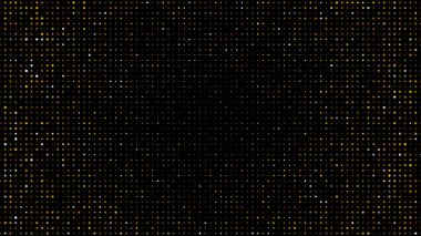 Altın ve gümüş rengi yarım ton siyah arkaplan. Noktalı pırıltılı altın parıltı çemberi ya da yarım tonluk parlak desenli siyah arka plan. Altın halkalar, noktalar desen, vektör, grunge