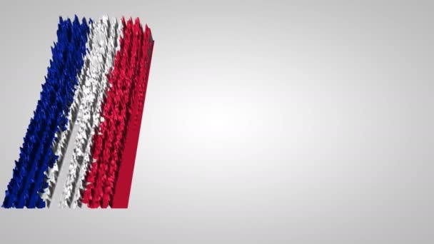 3d sound wave chart textured with the French flag — Stock Video