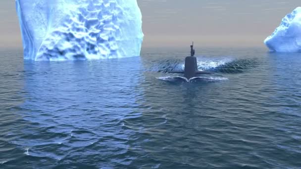 Submarino viajando na superfície do oceano Ártico — Vídeo de Stock