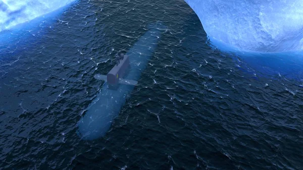 Łódź Podwodna podróż na powierzchni Oceanu Arktycznego — Zdjęcie stockowe