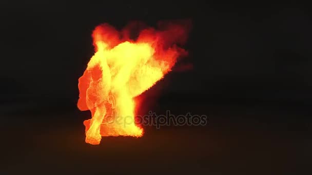 Анимация танцующего горящего человека — стоковое видео