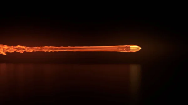 3d illustration of a flying bullet with fire trail — Stock Photo, Image