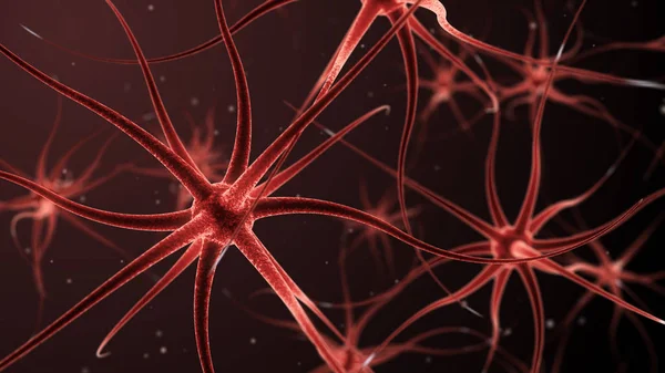 Ilustración 3d de neuronas formando una red neuronal — Foto de Stock