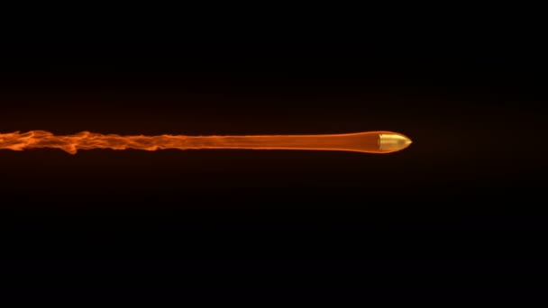 Animation of a flying bullet with fire trail — Stock Video