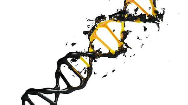Ilustración 3d de moléculas de degradación de ADN sobre fondo blanco — Foto de Stock
