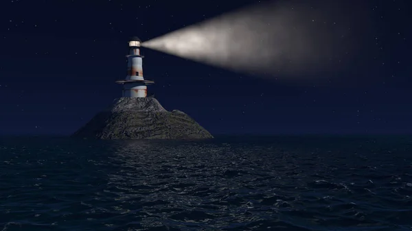 Illustration 3D d'un vieux phare la nuit — Photo