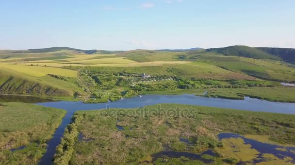 Danube delta våtmarker Flygfoto — Stockvideo