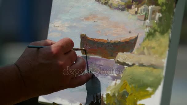 Internationella målning camp i Donaudeltat — Stockvideo