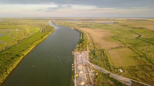 Aerial view of the Danube river — Stock Video