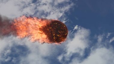 3D illustration of a meteorite burning up in the earth's atmosphere clipart