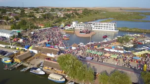 Fish soup festival, aerial perspective — Stock Video