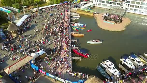 Festival de sopa de pescado, perspectiva aérea — Vídeo de stock