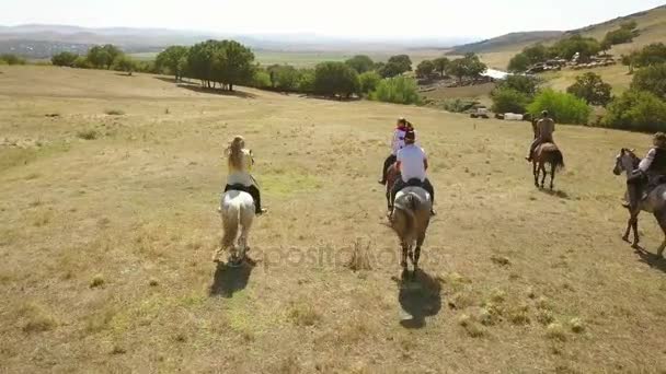 Άλογο ιππασίας εκδρομές σε Macin βουνά του εθνικού πάρκου — Αρχείο Βίντεο