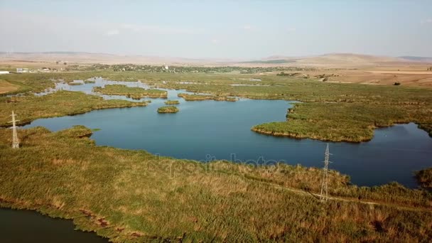 Траянское озеро природный заповедник, расположенный в северной Доброгеи - Румыния — стоковое видео