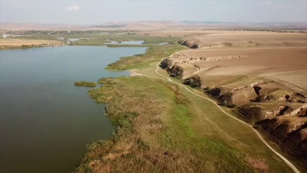 Traian jezero přírodní rezervace se nachází v Severní Dobrogea - Rumunsko — Stock video