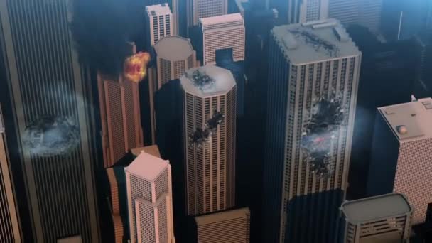 3D-s animáció egy elpusztult város — Stock videók
