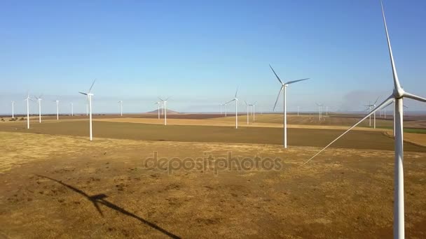 Gran parque eólico vista aérea — Vídeo de stock