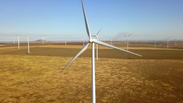 大型风力农场鸟瞰图 — 图库视频影像