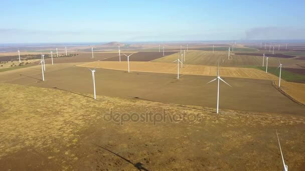 Großer Windpark aus der Luft — Stockvideo