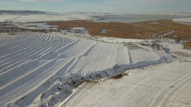 Danube delta sulak kış havadan görünümü