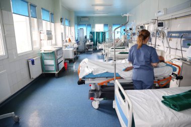 TULCEA, ROMANIA -FEBRUARY 21: Intensive therapy unit on February 21, 2020 in Tulcea County Hospital, Romania.
