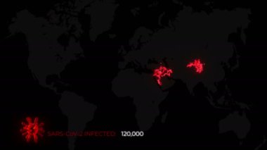 Yeni Coronavirüs 'ün küresel yayılımı, 3 boyutlu animasyon