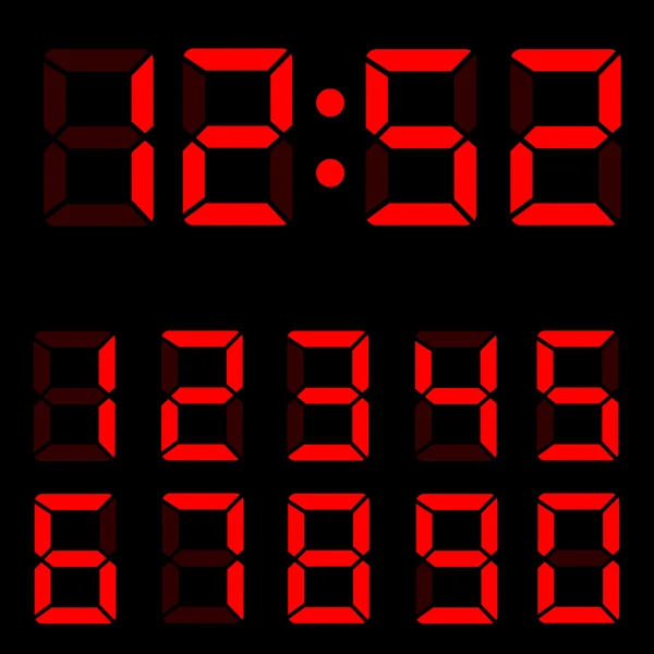Цифры красных часов — стоковый вектор