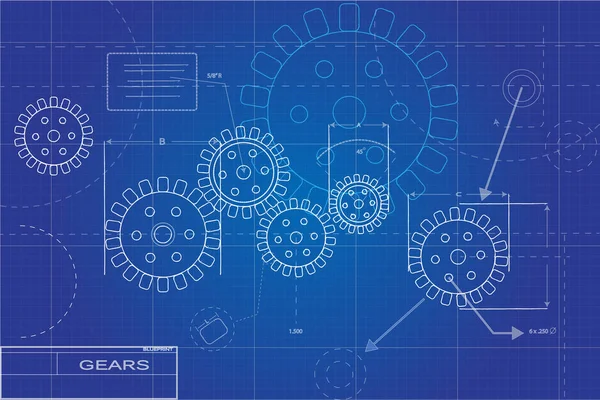 歯車の設計図 — ストックベクタ