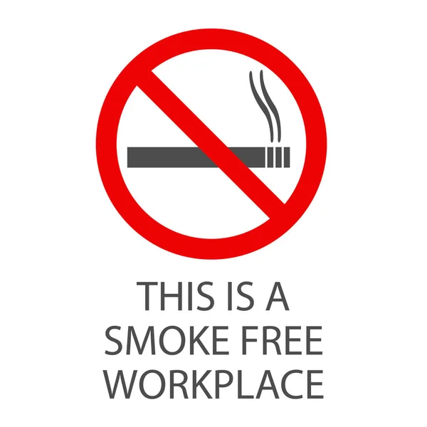 Firma de lugar de trabajo libre de humo — Vector de stock