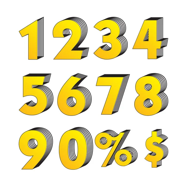 Gele getallen in lijn — Stockvector
