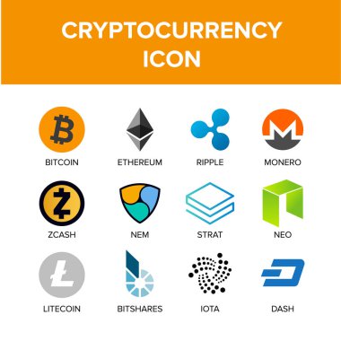 Cryptocurrency simge seti 