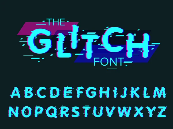 Letra glitch con alfabeto — Vector de stock