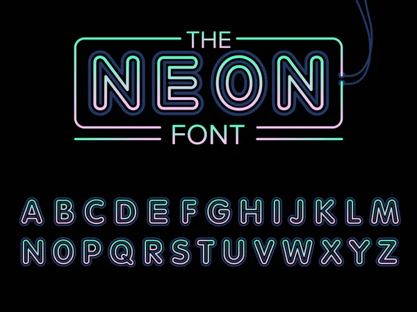 Diseño de neón con alfabeto — Vector de stock