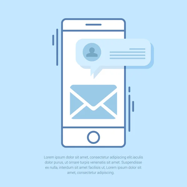 Teléfono Móvil Plana Mensaje Chat Vector Notificación Ilustración Aislado Fondo — Archivo Imágenes Vectoriales