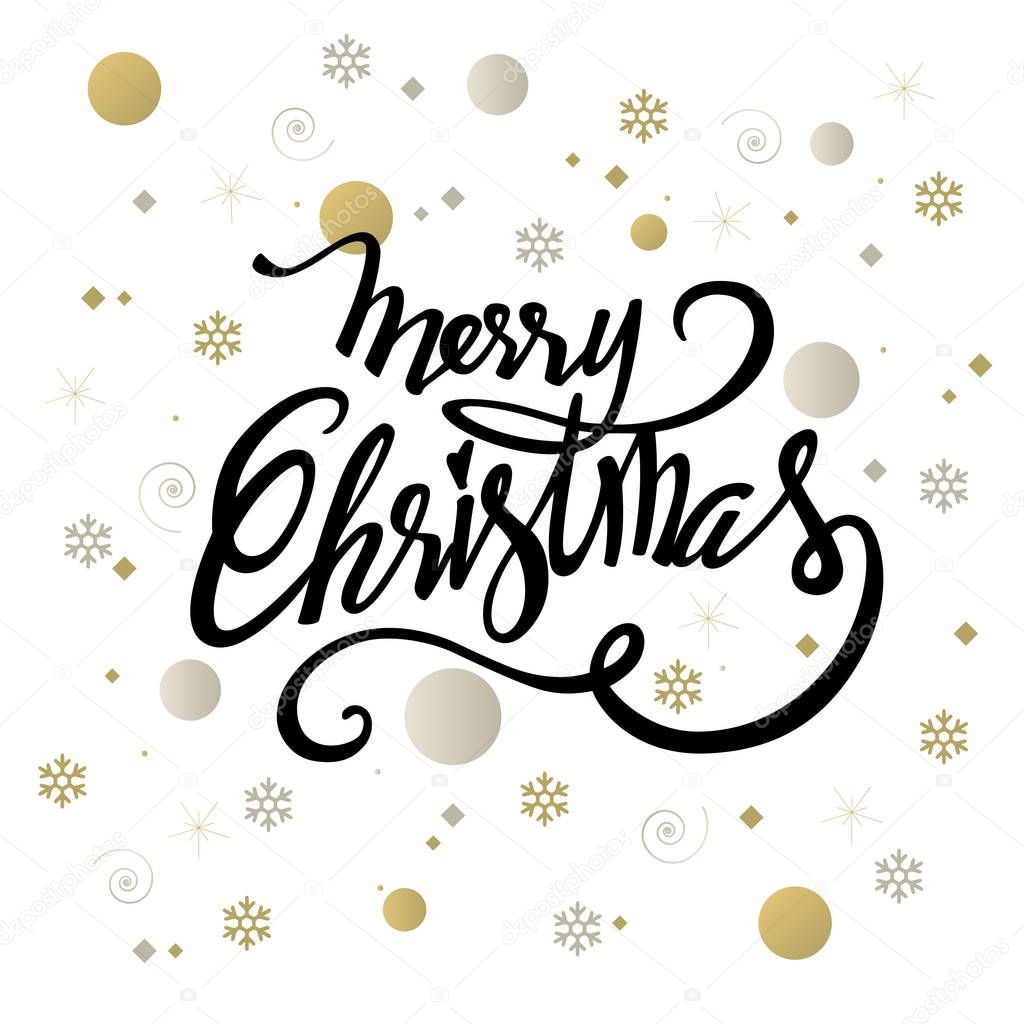 Merry Christmas text design. Vector logo, typography. Usable as banner, greeting card, gift package etc.