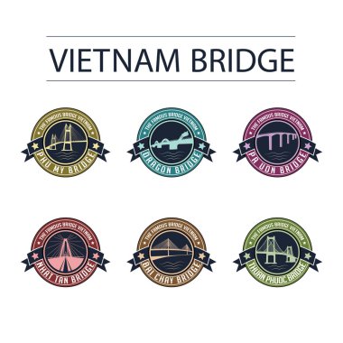 Ünlü Vietnam köprüler ayarla, illüstrasyon vektör 