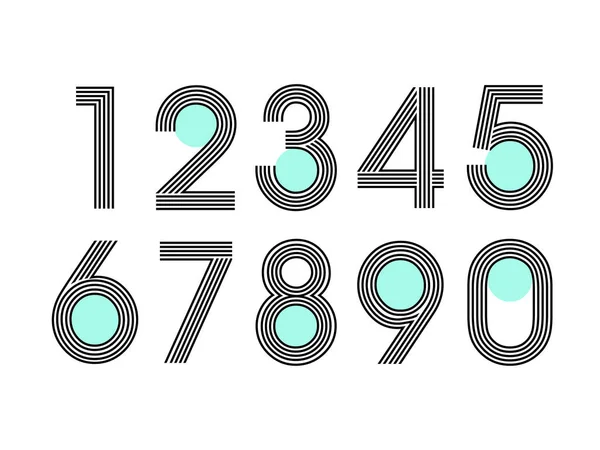 Uppsättning Tio Nummer Form Noll Till Nio Nummer Platt Design — Stock vektor