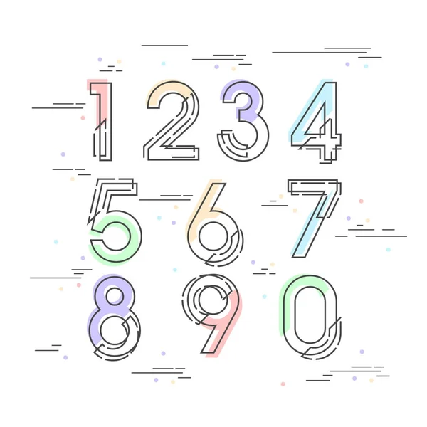 Набор Десяти Чисел Образуют Нуля Девяти Номер Плоский Дизайн — стоковый вектор