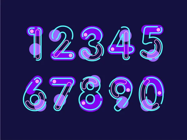 Set Ten Numbers Form Zero Nine Number Flat Design — Stock Vector