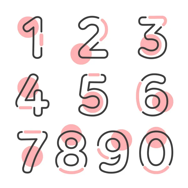 Sada Formy Deset Čísel Nula Devět Číslo Plochý Design — Stockový vektor