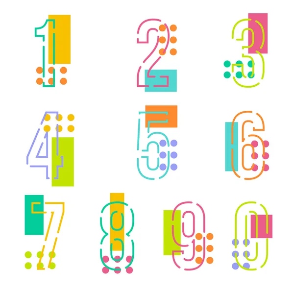 Set Ten Numbers Form Zero Nine Number Flat Design — Stock Vector
