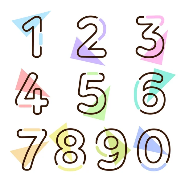 Set Ten Numbers Form Zero Nine Number Flat Design — Stock Vector