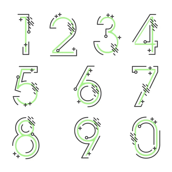 Uppsättning Tio Nummer Form Noll Till Nio Nummer Platt Design — Stock vektor