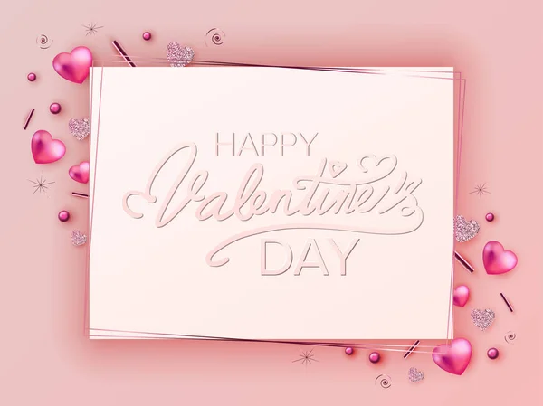 Feliz Día San Valentín Saludos Fondo — Vector de stock